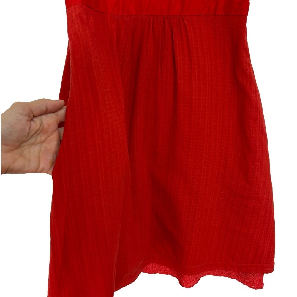 Maeve Anthroplogie Dress Womens 0 Red Cotton Silk Waist Tie Feminine Wedding - Picture 4 of 12